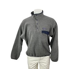 Patagonia Synchilla Men's Gray Long Sleeves Pullover Snap-T Fleece Coat Jacket M picture