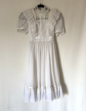 Vtg Gunne SaX Girls Dress 12Y 14Y White Lace Aline Midi Maxi High Neck Rare picture