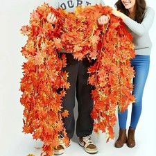 Artificial Fall Maple Leaf Garland Fake Autumn Leaves Vine Halloween Decor picture