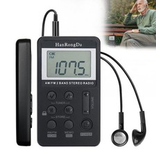 Portable AM FM Radio Digital Pocket Radio Rechargeable LCD Display w/ Earphones picture