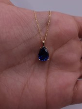 Blue Sapphire Teardrop Necklace 1.5 Ct Sapphire Pendant September Birthstone picture