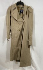 Vintage 90s Burberry Men's Khaki Double Breasted Trench Coat Nova Check Sz 44 picture