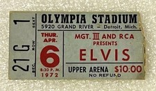 🔥ELIVS PRESLEY 1972 TICKETS OLYMPIA STADIUM DETROIT, MICHIGAN💎 picture