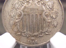 1866/1866 Shield Nickel *RAYS* FS-307 5c NGC XF Details #007 Extra Fine ECC&C picture