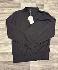 Zara Men's Black Knit Collared Long Sleeve Pullover Sweater Solid XL picture