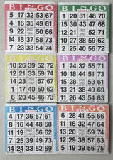 600 PAPER Bingo Cards by American Games Square 1 On Single Sheets 6 Asst Colors picture