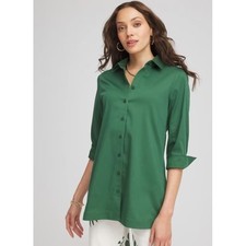 Chico's No Iron Stretch Solid Tunic Palm Leaf Green 0.5 (US 6/Small) picture
