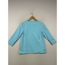 Classic Preppy Talbots Womens Small Light Blue Knit Top Minimalist Layering Soft picture