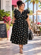 SugarLips Floral Tie Back Midi Dress Curve NWT Size 1X Cotton picture