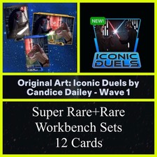 ORIGINAL ART ICONIC DUELS SR+R WORKBENCH 12 CARD SET-TOPPS STAR WARS CARD TRADER picture