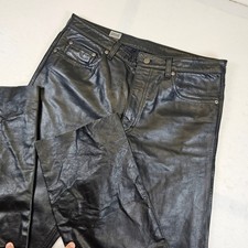 Pelle Studio Wilsons Leather Mens 38 Black Leather Pants Straight Leg Biker picture