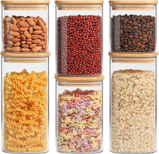 ComSaf Glass Pantry Storage Containers Square 0.7Qt 1.2Qt 1.6Qt Set 6 picture