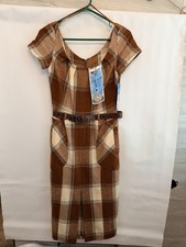 L.A.M.B. Gwen Stefani Plaid Wool Scoop Neck Belted Dress Size 6 NWT $365 picture