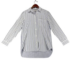 Madewell Shirt Womens XS Blue White Stripe Cotton Modal Button Up Coastal Preppy picture