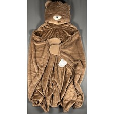 Pillowfort Bear Hooded Blanket 40x50 Brown Fleece Gloved NWT picture