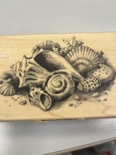 Inkadinkado Seashell Ocean Sea Shells Wooden Rubber Stamp picture