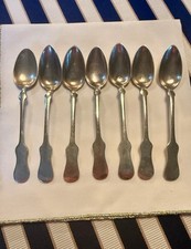 7 Antique Fiddle Pattern Coin Silver Spoons Hungarian/Austrian picture