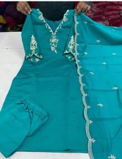 Women Designer Stylish Embroidered Kurta With Pant Dupatta Set.size S To 3xl. picture