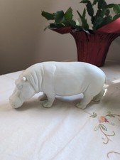 Vintage Goebel West Germany Bisque Hippopotamus White Figureine 3.5
