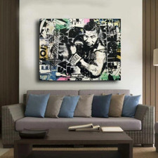 Mike Tyson Canvas Art by Banksy Street Art Collage - Ready to Hang 1.5 in frame picture