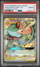 PSA 10 Venusaur & Snivy GX #1 2019 Pokemon SM Sun Moon Cosmic Eclipse picture