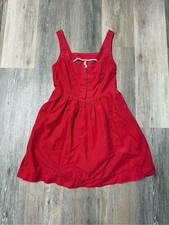 VTG Anthropologie Maeve Red Corduroy Mini Dress 0 Pinafore picture