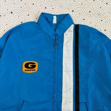 Vintage 1970s Grove Racing Jacket Men’s Large Blue Stripe Full Zip YKK picture