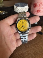 1983 RARE Vintage Seiko Yellow Dial “Vulcan”Chronograph Mens Watch 7A28-710A picture