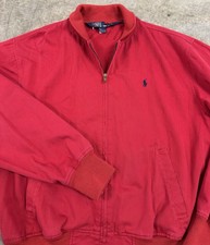 Vintage Polo Ralph Lauren Bomber Jacket Men's Medium Red Cotton 80s 90s Zip Up picture