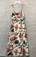 Abercrombie Fitch Midi Dress Small Beige Emerson Floral Pleated Smocked Womens S picture