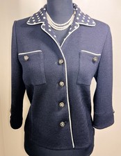 Vintage St John Collection 2 Black Polka Dot Knit Jacket Cruise 2004 USA picture
