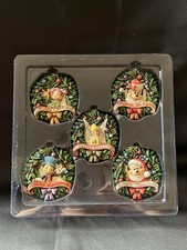 JIM SHORE ARTIST DISNEY SCULPT TINK JIMINY DOPEY MICKEY WREATH ORNAMENT BOX SET picture