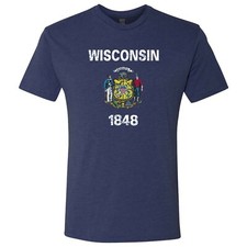 Wisconsin Flag State Pride Hometown Premium Triblend Mens T-Shirt Vintage Navy picture