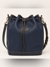 Mulberry Company Navy Blue Pebbled Leather Bucket Bag Medium Sized picture