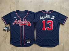 Atlanta Braves #13 Ronald Acuna Jr Navy Blue Alternate Stitched Jersey New picture
