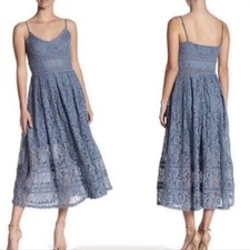NSR Sleeveless Lace Midi Dress in Dusty Blue Whimsy Fairy Coquette Garden XL picture
