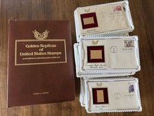 Large Lot 130 Golden Replicas of United States Stamps 22k, (1991-1994) Binder picture