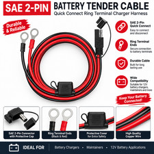 SAE 2Pin Ring Terminal Battery Cord Tender Cable Harness Wire Plug Quick Connect picture
