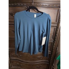 Lululemon Love Long Sleeve Shirt Iron Blue Pima Cotton LW3ESOS Size 6 NWT picture