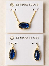 Kendra Scott Gold Plated necklace And Earrings Set BLUE picture