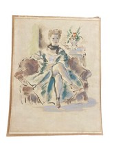 André DIGNIMONT (1891-1965)  Woman sitting in an interior   Watercolor Framed picture