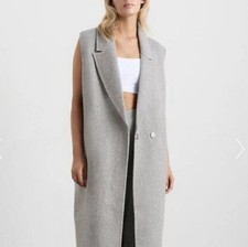AJE Athletica 100% Wool Grey Longline Sleeveless Jacket Coat Vest Size 10 picture