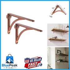 Khtumeware 100% Solid Brass Decorative Shelf Brackets, 7-inch Wall-Mounted picture