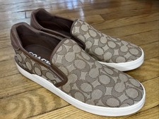 Coach Wells signature Slip on Sneakers Womens 11B Color Khaki/Saddle NEW picture