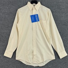 Vintage Lands' End Dress Shirt Mens 15/33 Cream Button Down Long Sleeve NWT picture