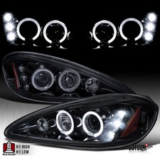 Smoke Fit 1999-2005 Pontiac Grand Am LED Halo Projector Headlights Left+Right picture