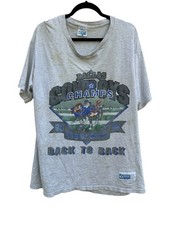 VTG Dallas Cowboys Looney Tunes Back To Back Champs T Shirt XL Gray Thrashed picture