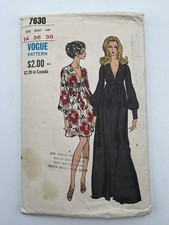 Vintage 1969 Vogue 7630 Boho Gown Dress Pattern Long Sleeve Size 14 Bust 36  picture