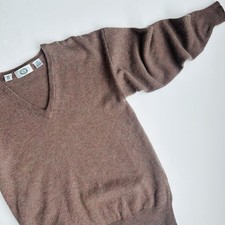 Vintage Harbour Club Sweater Mens Large Brown Lambswool V-Neck Grandpa Preppy picture