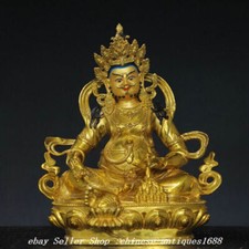 12.2'' Old Tibet Bronze Gilt Painting Yellow Jambhala Wealth God Buddha Statue picture